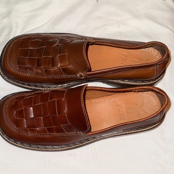 Frye Men's Cognac Woven Leather Slip-On Loafers NWT - Picture 6 of 6
